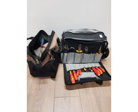 ELECTRICIANS TOOL BAG PLUS CONTENTS TOGETHER WITH ONE OTHER TOOL BAG