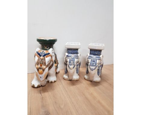 3 MODERN CHINESE POTTERY PLANT STANDS IN THE FORM OF ELEPHANTS