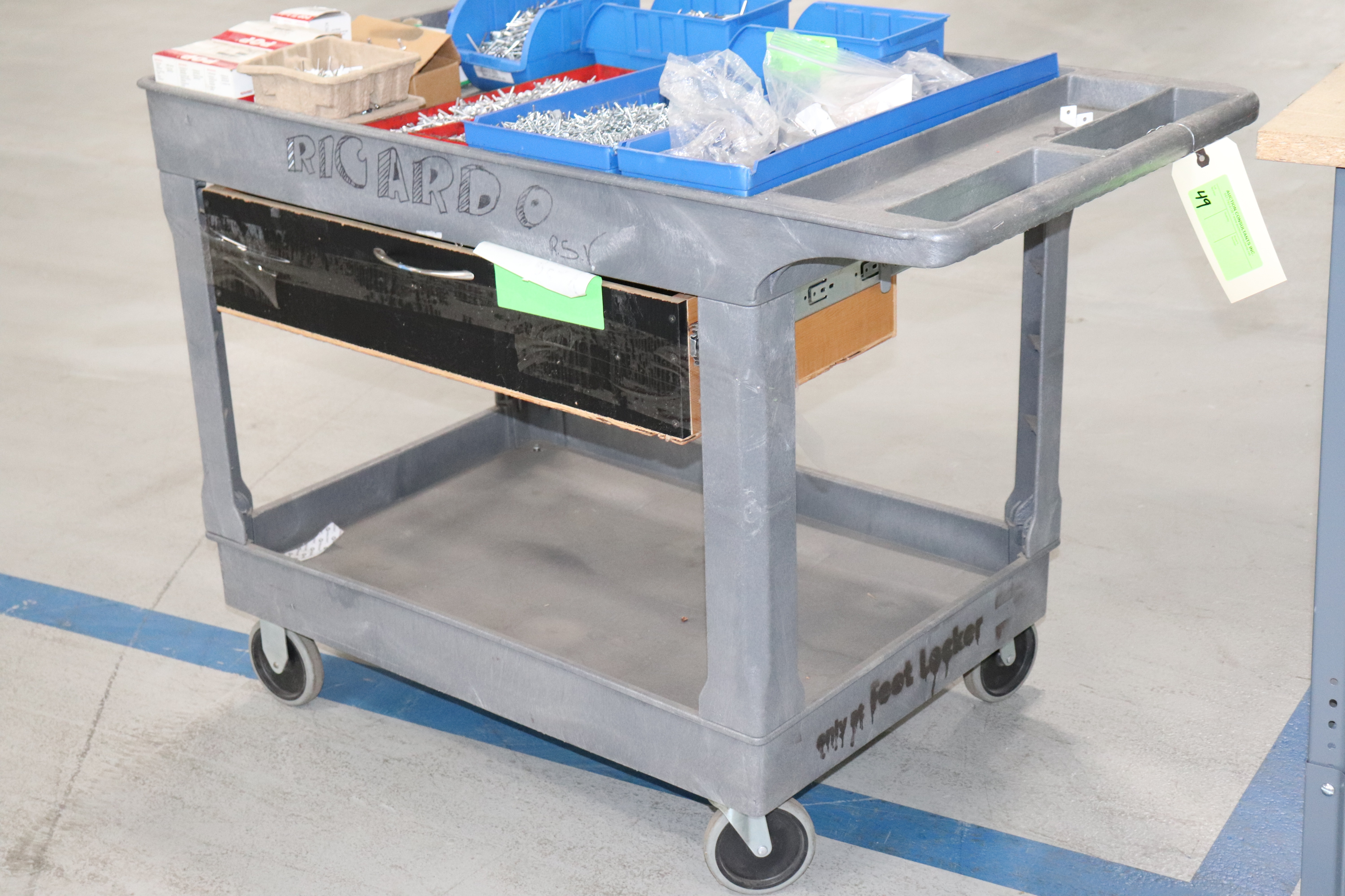 ULine plastic push cart on casters