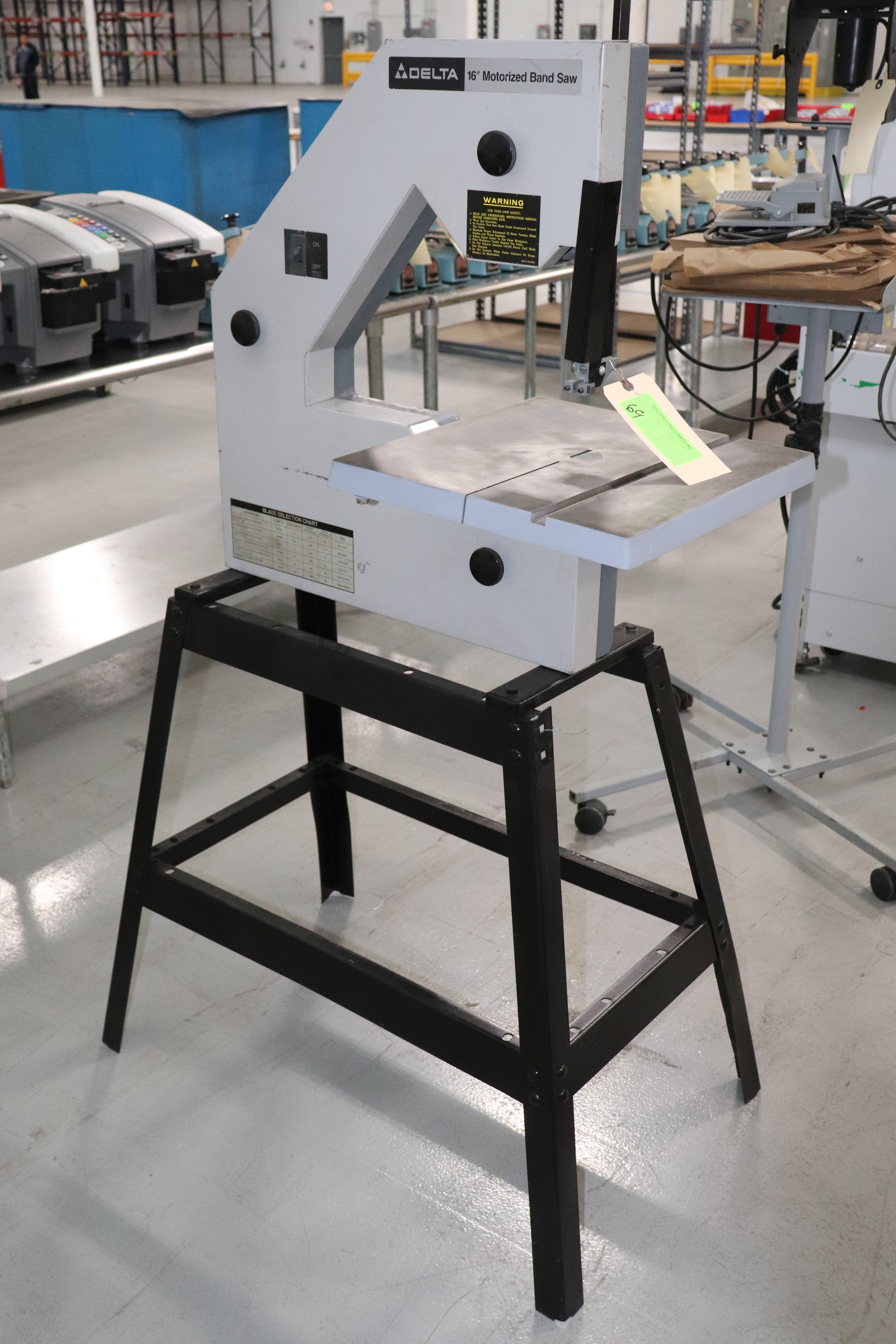 Delta 16" motorized band saw, catalog 28560, serial 61805