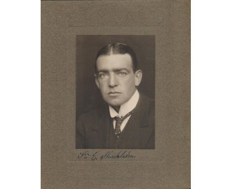 Sir Ernest Shackleton signed 10x8 inch overall mounted vintage photo signature on mount. Good condition. All autographs are g