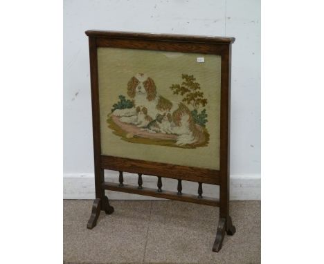 Early 20th century oak firescreen, W60cm