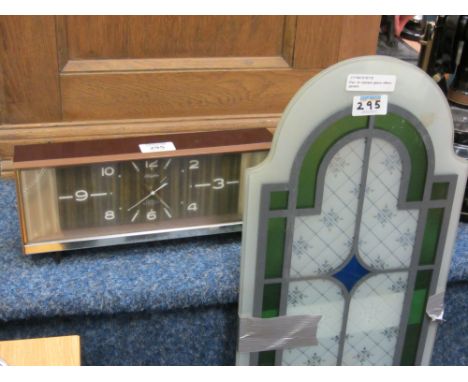 Rhythm retro alarm clock and a pair of frosted glass panels 