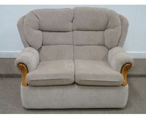 Two seat sofa in beige fabric cover, W140cm