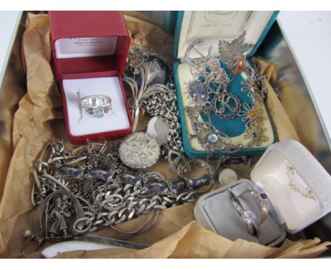 Jewellery and fruit knife hallmarked silver, stamped 925 etc