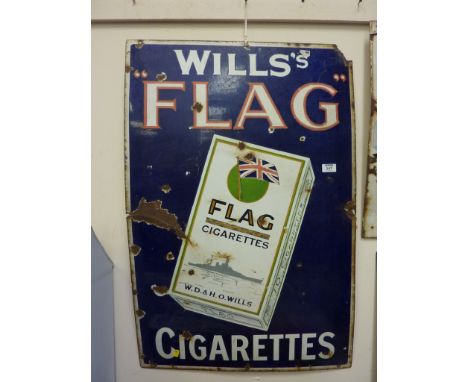 Advertising - enamel sign 'Will's Flag Cigarettes' 90cm x 60cm