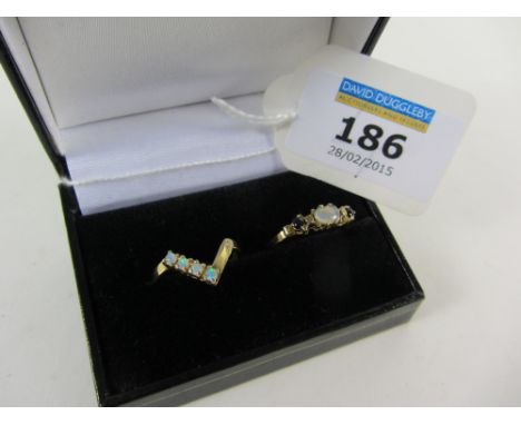 Opal wishbone and opal and sapphire gold plated rings