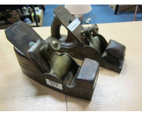 19th/20th century steel smoothing plane with walnut infill by Mathieson Glasgow L20cm and a similar unnamed plane L24.5cm (bo