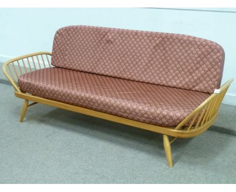 Ercol vintage retro light elm studio couch daybed sofa, W208cm