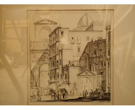 Geoffrey Heath Wedgwood 1900 - 1977 Italian street scene lithograph framed and glazed signed in pencil 20 x 22 cm