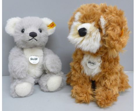 Two Steiff teddy bears, Ricki Cockapoo and Adoni, both boxed 