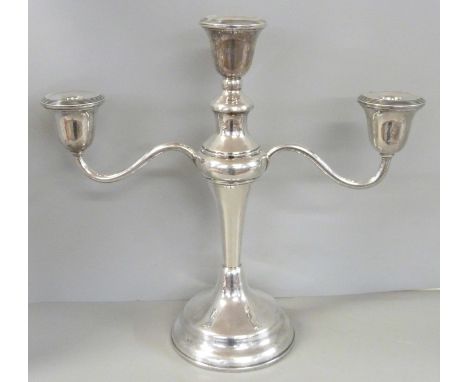 A large silver candelabra, weighted base, London 1923, 2.8kg, 38cm 