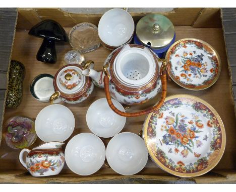 Assorted paperweights including Wedgwood and Caithness and mixed china 