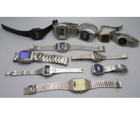 LCD wristwatches including Timex and Omac 