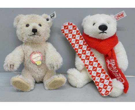 Two Steiff limited edition teddy bears, 1929 replica and Coca-Cola polar bear, both boxed 