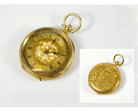 GOLD WATCH. An 18k fob watch in original case.  All watches in this auction are previously owned & are offered on behalf of p