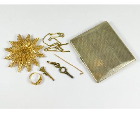 GOLD RING ETC. A Victorian 18ct. gold ruby & diamond ring, a silver cigarette case & a little costume jewellery etc.  Please 