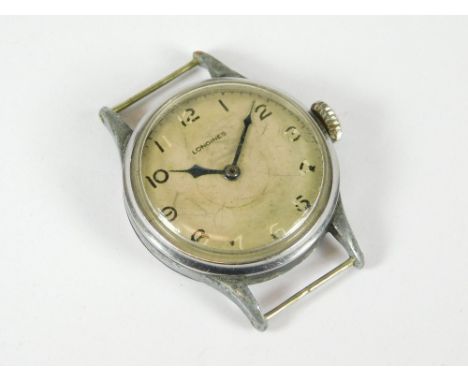 LONGINES MILITARY WATCH. A World War II Longines Military wristwatch, the reverse of the case with broad arrow, 6B/159, A 809