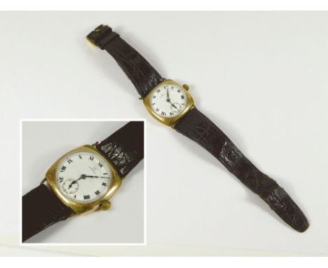 OMEGA. A 1930s gold plated Omega wristwatch, the reverse monogrammed & dated 8.4.33.  All watches in this auction are previou