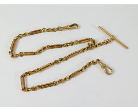 WATCH CHAIN. A 9ct. gold watch chain. Approx. 26g.  Please note that all items in this auction are previously owned & are off