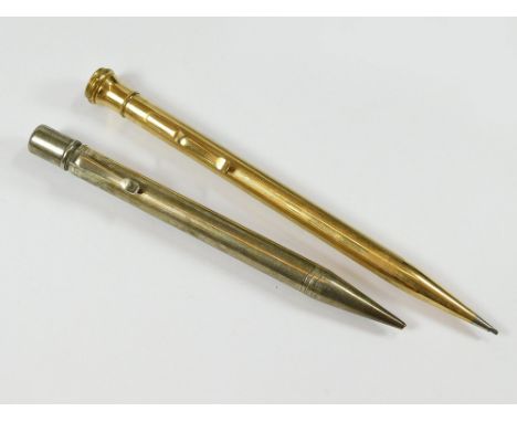 S. MORDAN & CO. An S. Mordan & Co., silver Mordan Everpoint propelling pencil & a gold plated Wahl Eversharp American pencil.