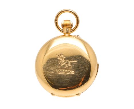 the white enamel dial with Roman numerals and subsidiary seconds dial, numbered 12804 to the inner case, engraved with a cres