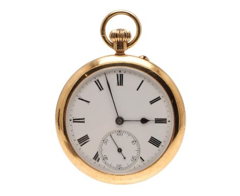 the white enamel dial with Roman numerals and subsidiary seconds dial, three quarter plate movement numbered 293870, hallmark