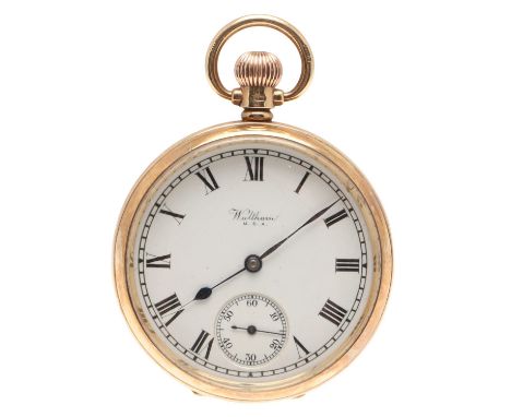 the signed white enamel dial with Roman numerals and subsidiary seconds dial, with presentation inscription to the inner case
