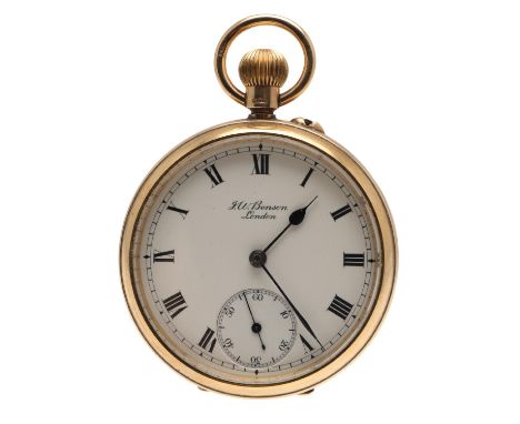 the signed white enamel dial with Roman numerals and subsidiary seconds dial, the three quarter plate movement inscribed 'The