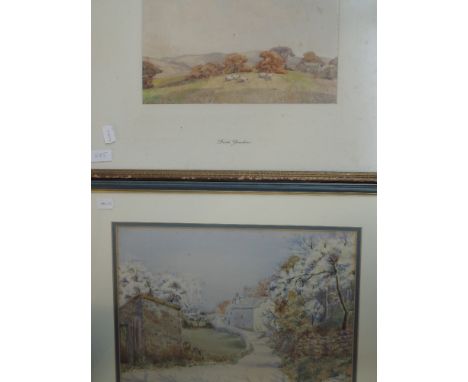 A watercolour, Dick Yeadon, country landscape, signed, 19 x 28cm, framed and glazed, and a watercolour R Yeadon, spring cotta