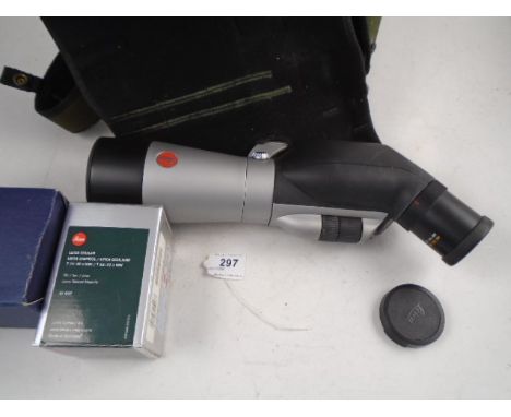 LEICA APO TELEVID 62 SPOTTING TELESCOPE WITH LEICA T 77: 40 X WW/ T 62:32 X WW EYEPIECE, CASE AND MANFROTTO 055CLB TRIPOD