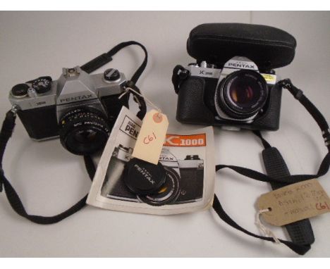 2 PENTAX K 1000 CAMERAS ASAHI 1:2 50MM 
