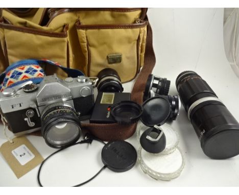 PETRI FT CAMERA BUNDLE PETRI LENSES, FLASH, BAG ETC