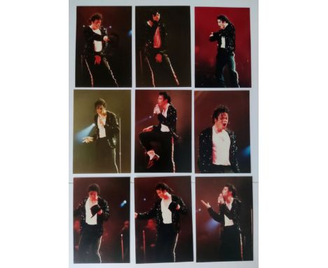 A collection of professional photographs taken of Michael Jackson on stage in 1992 performing his classic "Billie Jean".