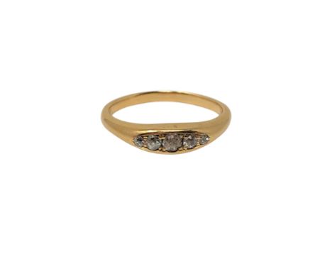 A gold five stone diamond ring, size G CONDITION REPORT: 2.7g. Marked rubbed. 