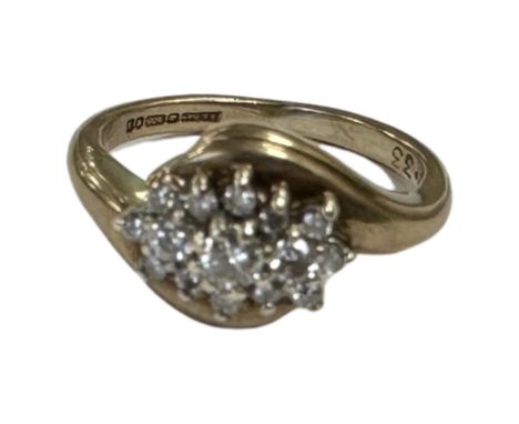 A 9ct gold diamond set cluster ring, size K.  CONDITION REPORT: 3.2g