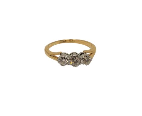 An antique 18ct gold platinum three stone diamond ring, size I CONDITION REPORT: 2.7g