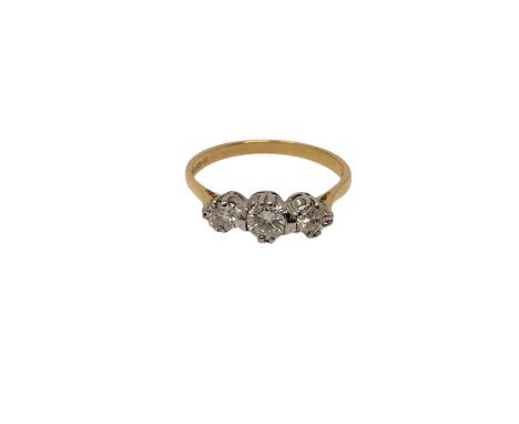 An 18ct gold three stone diamond ring, size N CONDITION REPORT: 2.2g