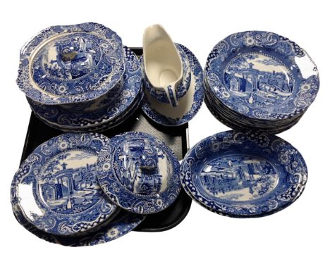 A Midwinter Landscape blue and white dinner service.