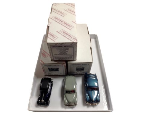 Three Crossway models 1/43 scale hand built die cast cars including Morris Oxford, Morris 8 and Standard Vanguard Phase 2. (a