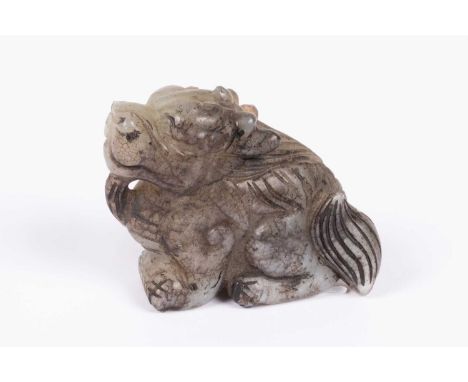 A Chinese jade carving of a grotesque beast, 20th Century, 5cm highOverall condition good.