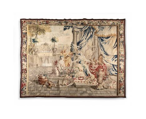 BRUXELLES, DÉBUT DU XVIIIE SIÈCLE, DANS LA SUITE DE VAN SCHOOR, TAPISSERIE, LAINE ET SOIE, Allégorie de la Fortune, bordure à
