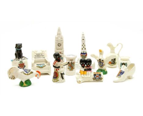 A collection of crested ware , to include Goss and Arcadian examples (Qty)