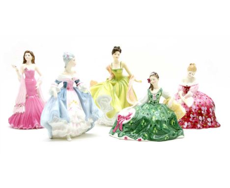 A collection of decorative ceramics, Royal Doulton figures, together with Spode, Royal Worcester, and Wedgwood collectors pla