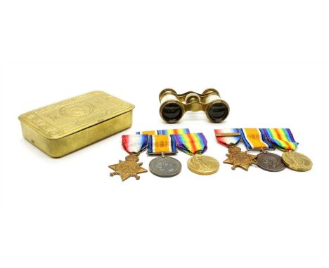 Two First World War One medal groups, both comprising of a Peace Medal, 1914 Star and the British War medal awarded to Pte G 