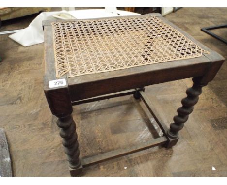 Oak barley twist framed stool with cane seat