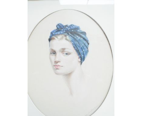 Arthur Bradbury - 'Pamela', watercolour portrait of a land girl - signed and dated, 1942 measures 14" by 11", with artists la