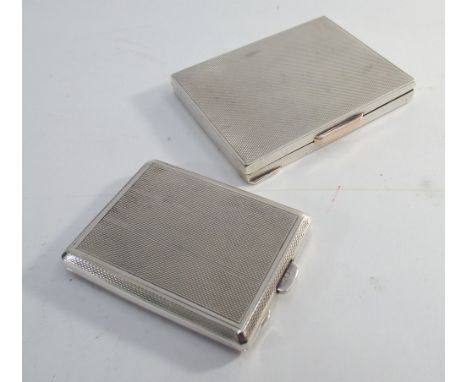 1930's engine turned silver cigarette case with gold button and a similar engine turned match case.  3.6 oz troy 