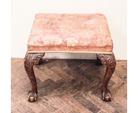 Chippendale style mahogany framed dressing stool with upholstered top 