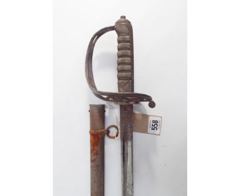 Victorian Infantry Officers sword in its scabbard by Hawkes and Co of Piccadilly London, blade length 81cm 